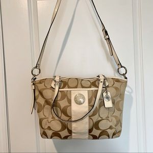 COACH shoulder handbag purse tan beige 16”x10.5”